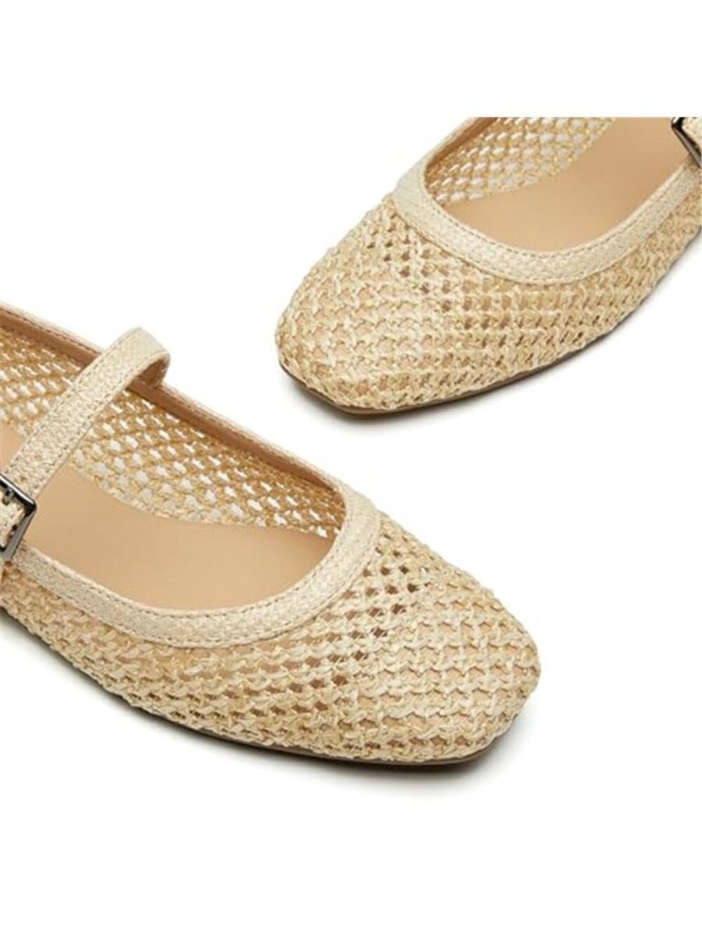 Trary Mary Jane Shoes Women Woven Flats for Women Dressy Ballet Flats Squared - Picture 3 of 7